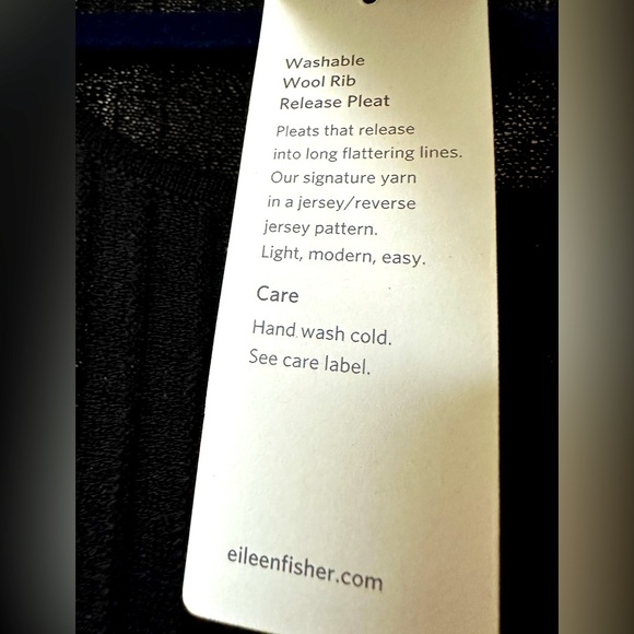 Eileen Fisher Black Washable Wool Rib Release Pleat Dress NWT - Picture 8 of 8